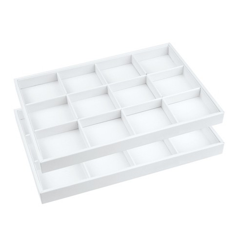 Unique Bargains Stackable PU Leather White Jewelry Trays with Removable Dividers Set of 2 - image 1 of 4