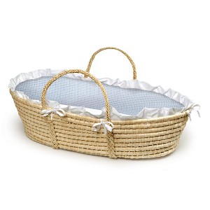 Badger Basket Natural Moses Basket Bedding - Blue Gingham