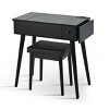 Resenkos 27.9'' Black Makeup Vanity Desk with Flip Top Mirror and LED Light, Dressing Table with Charging Station, 2 Drawers - 4 of 4