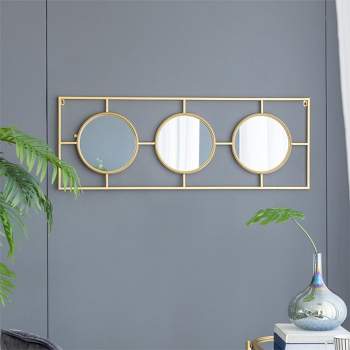 15.5"x43.5" Eclectic Styling Metal Beaded Wall Mirror with Contemporary Design for Bedroom,Liveroom & Entryway-The Pop Home