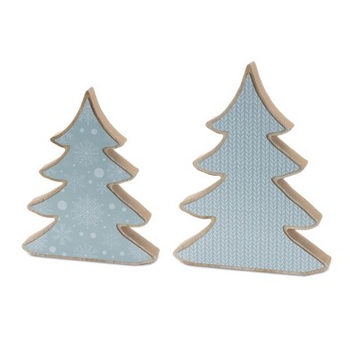 Melrose Wood Pine Tree Decor (Set of 2)