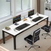 Lirago Rectangle Office Dining Table 78.7" Large Desktop Sturdy MDF Board Heavy Duty Iron Pipe Legs Industrial Style White - 3 of 4