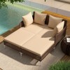Tangkula Outdoor Rattan Double Daybed Wicker Chaise Lounge for 2 w/ Seat & Back Cushions - 3 of 4