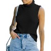 Women's Mock Turtle Neck Sweater Vest Sleeveless Knit Pullover Tank Tops Casual Trendy Slim Fitted Tops - 2 of 4