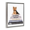 Stupell Industries Book Stack Yorkie Dog Glam Fashion Watercolor Floating Frame Canvas Art, Gray, 17" x 21" - 2 of 4