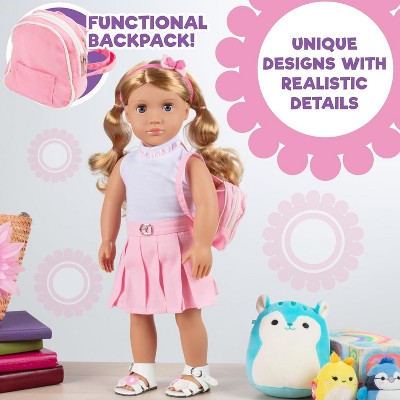 Dress Along Dolly Casual School Doll Outfit for American 18" Girl Dolls (5 Piece Set) - Costume Clothes Include Shirt, Skirt, Shoes, Backpack, & Hairband — фото 4
