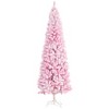 YOOCOZZ  Christmas Decoration - 7.5Ft Unlit Snow Flocked Artificial Xmas Tree Slim Pencil Xmas Tree with Pine Shape and Realistic Branches, Pink - 2 of 4