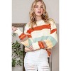 I AM A FASHION JUNKY White Striped Color Block Drop Shoulder Knit Sweater - 4 of 4
