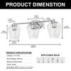 DORESshop 22 in. 3-Light Brushed Nickel Vanity Light Fixture with Clear Glass Modern for Bathroom Wall Light No Bulbs Included - 4 of 4