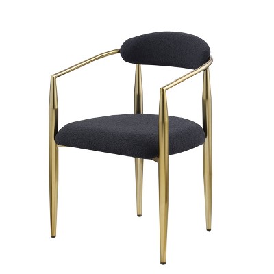 Homy Casa Set of 2 Black Upholstered Dining Chairs with Gold Metal Frame for Modern Dining Room