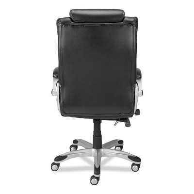 Black Leather High Back Executive Swivel Chair with Fixed Arms