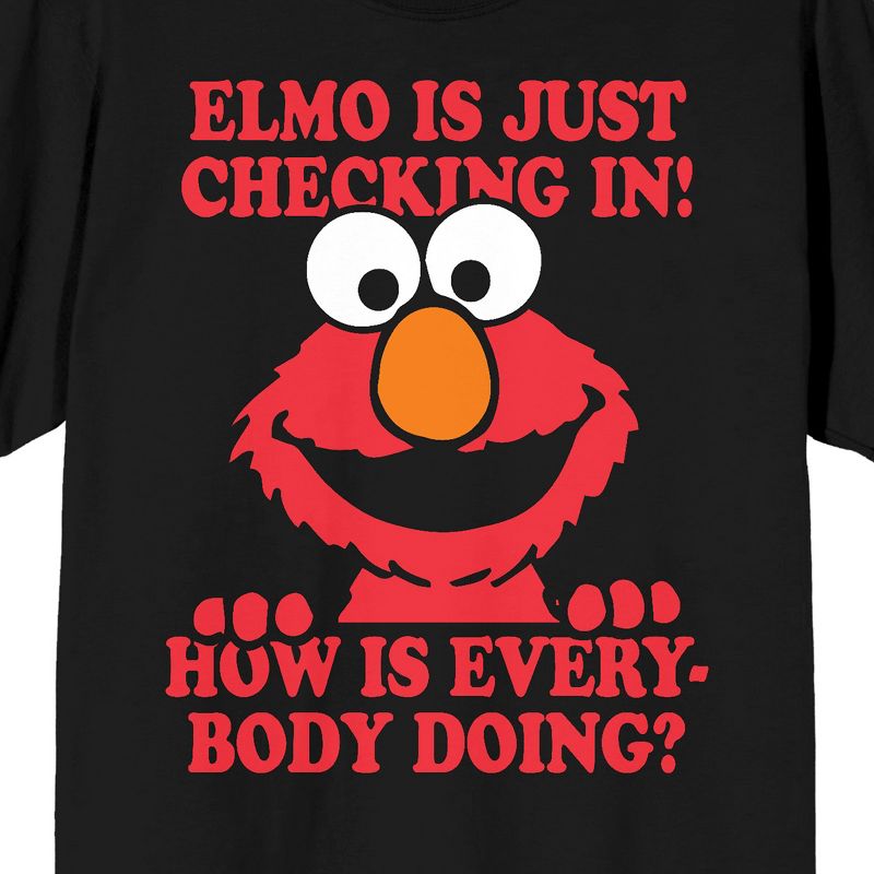 Sesame Street Elmo Is Just Checking In! Crew Neck Short Sleeve Black Men's T-shirt, 2 of 4