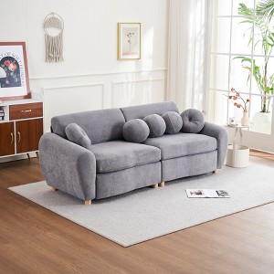 84"W Modern Loveseat Sofa with 5 Ball Pillows, Comfy Chenille Upholstered Sofa Couch 4S - ModernLuxe - 1 of 4