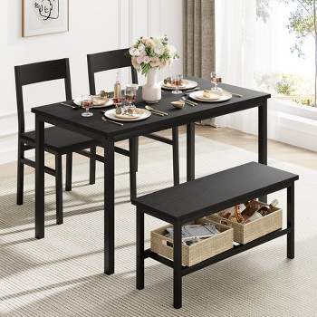 Dining Table Set for 4, Modern Kitchen Table with 2 Chairs and Bench for Small Space