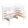 Full Size Metal Loft Bed with Staircase, Low Storage Table and Storage Shelves - ModernLuxe - 4 of 4