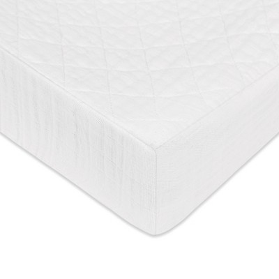 Babyletto Quilted Muslin Changing Pad Cover - GOTS Certified Organic Cotton - Plain White
