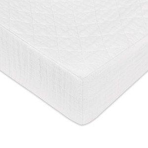 Babyletto Quilted Muslin Changing Pad Cover - GOTS Certified Organic Cotton - Plain White - 1 of 4