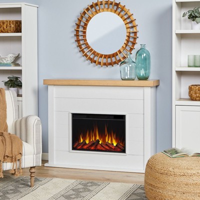 Marshall 49" White Veneered MDF Electric Fireplace with Mantel
