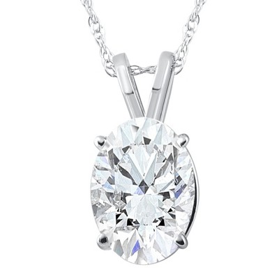 Pompeii3 G/VS 2Ct Oval Diamond Solitaire Certified Lab Created Diamond Pendant Necklace