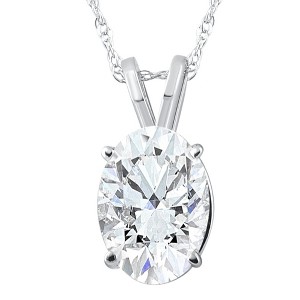 Pompeii3 G/VS 2Ct Oval Diamond Solitaire Certified Lab Created Diamond Pendant Necklace - 1 of 4