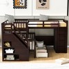 NicBex Twin-Twin over Full Loft Bed Triple Pine Bed Frame with Wardrobe, Drawers, Storage Stairs and Guardrail, No Box Spring Required - 2 of 4
