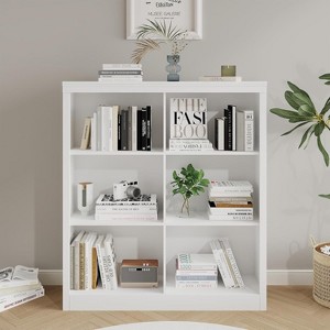 6 Cube Storage Bookshelf, 53" Tall Bookcase with Anti-Tip Design, Modern Freestanding Organizer Shelf for Living Room, Bedroom, Home Office - 1 of 4