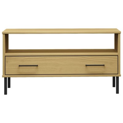 Light Wood Rectangular Coffee Table with Black Metal Legs and Storage