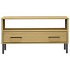 vidaXL Solid Pine Wood Coffee Table with Metal Legs and Drawer, Durable Living Room Table, Elegant Design, Easy Assembly, 33.5"x19.7"x17.7", Brown - 4 of 4