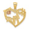 Black Bow Jewelry 14k Two Tone Gold and White Rhodium #1 Mom Heart Pendant, 20mm - 3 of 4
