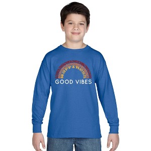 LA Pop Art Boy's Word Art Long Sleeve - Good Vibes - 1 of 4