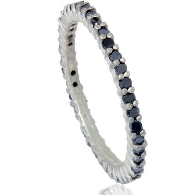 Pompeii3 1/2ct Black Raw Diamond Prong Set Eternity Ring 14K White Gold