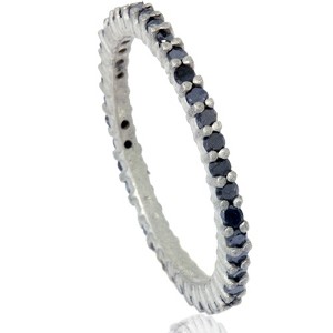 Pompeii3 1/2ct Black Raw Diamond Prong Set Eternity Ring 14K White Gold - 1 of 4