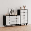 Modern Wooden 5 Drawer Dresser with Vintage Pattern Design, Tall Dresser for Closet, Chest with Deep Drawers for Bedroom, Living Room and Entryway - 3 of 4