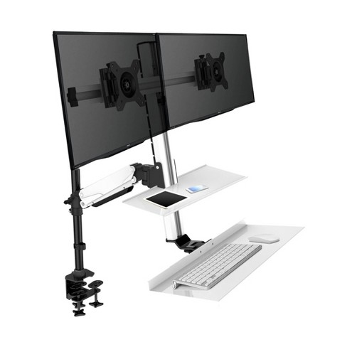 Ergonomic Floating Desk With Monitor Arm Tray Silver Rocelco