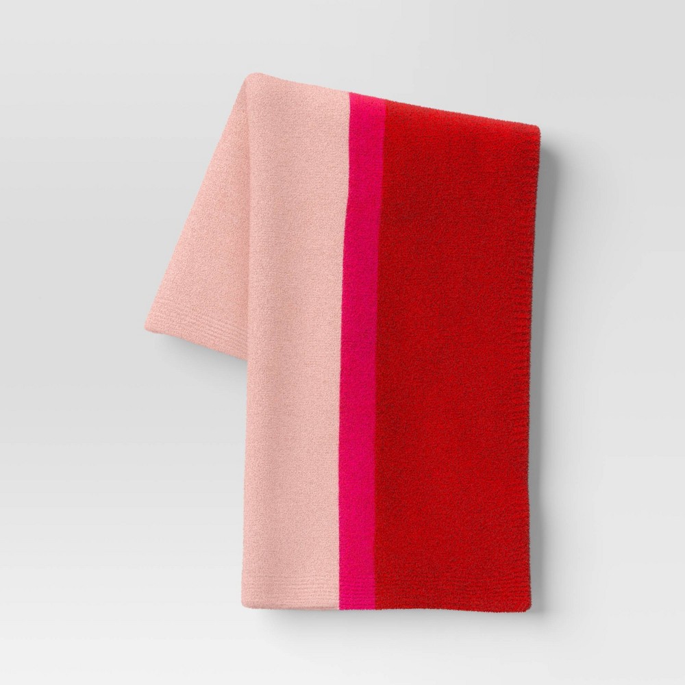 Striped Yarn Dyed Cozy Feathery Kit Throw Blanket Red/Pink - Opalhouse™