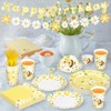 Hachikiko Yellow Daisy Party Decorations, 192pcs Summer Supplies With Plates,Napkins,Cups,Sleeves,Bee Hats,Banner,Forks for Girls Birthday Baby Shower - 3 of 4