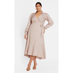 Women's Plus Size Selena Wrap Dress - taupe | CITY CHIC - 1 of 4
