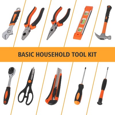 247 Piece Black and Orange General Home/Auto Repair Tool Kit with Plastic Toolbox Storage Case