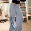 Coolmee Women's Comfy Lounge Pants Pajama Loose Casual Drawstring Striped Print Stretch Wide Leg Pants - 2 of 4