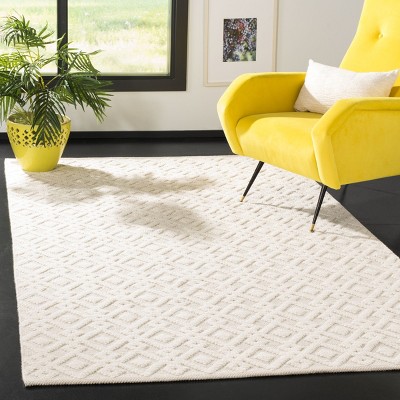 Ivory Geometric Flat Woven Wool and Cotton 8' x 10' Area Rug