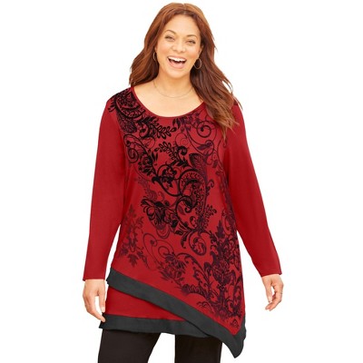 Catherines Women's Plus Size Layered Asymmetrical Tunic