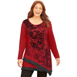 Catherines Women's Plus Size Layered Asymmetrical Tunic - 1 of 4