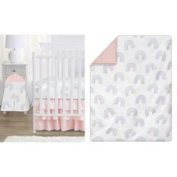 Sweet Jojo Designs Girl Baby Crib Bedding Set - Rainbow Pink and Blue 4pc