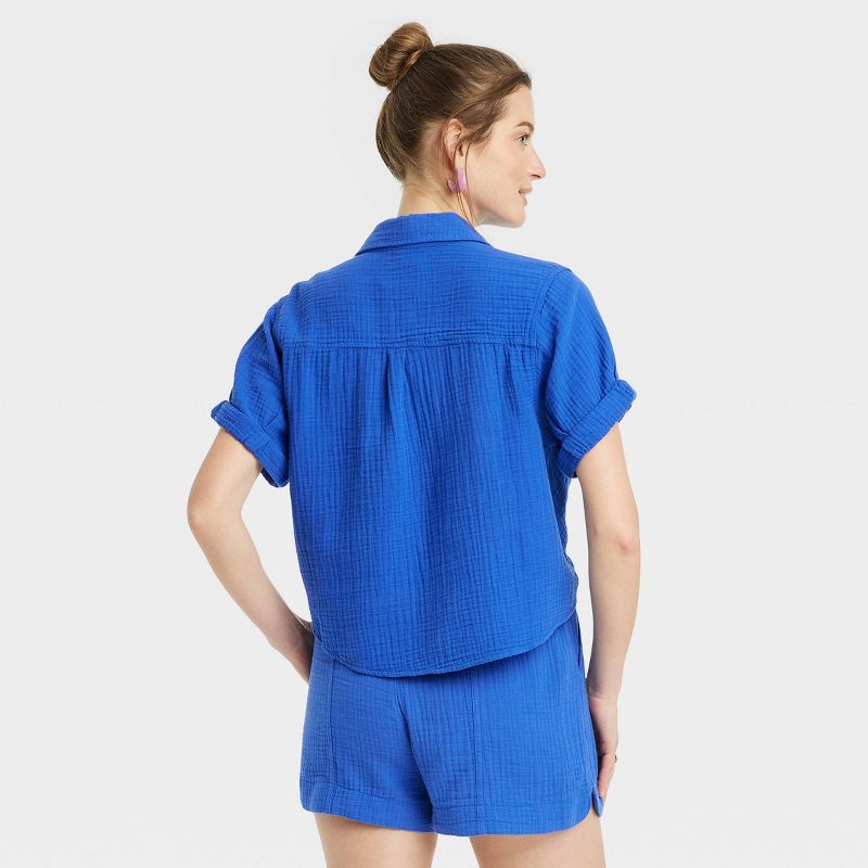 Women's Short Sleeve Collared Twist-Front Button-Down Shirt - Universal Thread™, 2 of 5