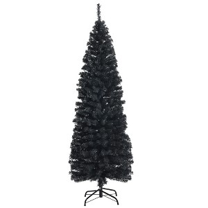 Costway 6FT Tinsel Tree Slim Pencil Christmas Tree Silver Champagne Goldblue - 1 of 4