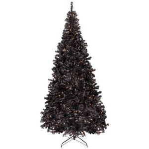 Northlight Pre-Lit Artificial Tinsel Halloween Tree - 9' - Black - Clear Lights - 1 of 4