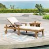 Okak Patio Lounge Chairs with Wheels & Adjustable Backrest,Wooden Outdoor Chaise Lounge for Patio,Beach,Yard - 3 of 4