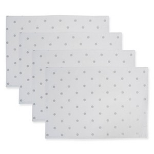 Design Imports Metallic Silver/White Reversible Polka Dot Placemat Set/4 - 1 of 4