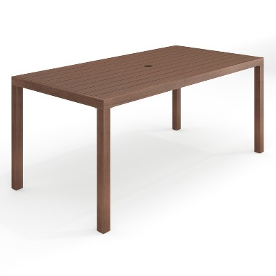 Martha Stewart Bedford 70" Indoor-Outdoor Patio Table with Brushed Woodgrain Aluminum Finish