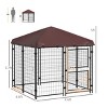 Outdoor Dog Kennel with Roof Lockable Door and Shade Cover for Small and Medium Dogs Pet Playpen with Two Door Access - LAOTIES - 2 of 4